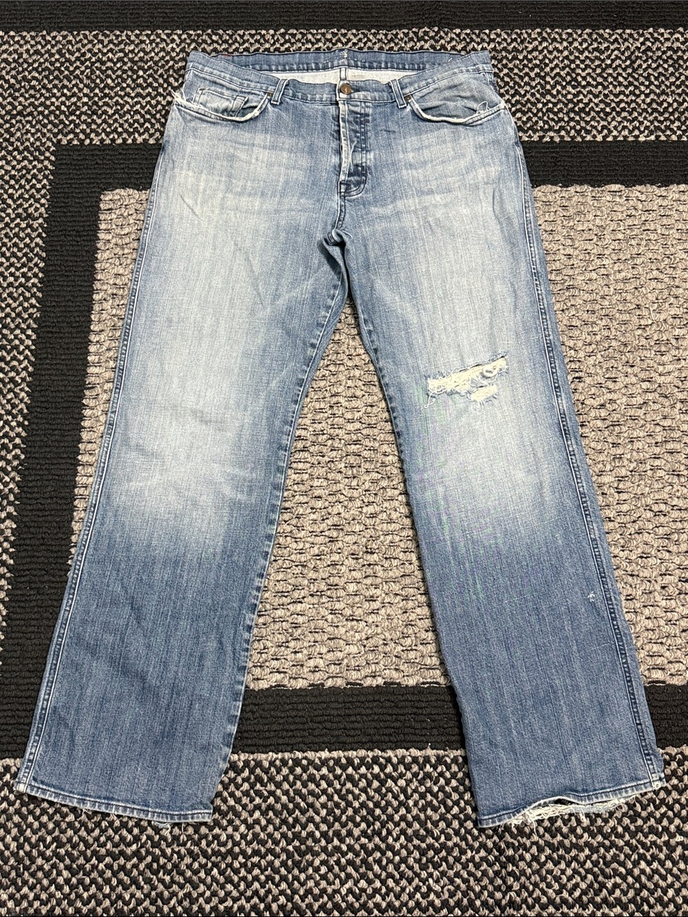 7 For All Mankind Straight Leg Jeans Men's Sz 38 Distressed Grunge Retro